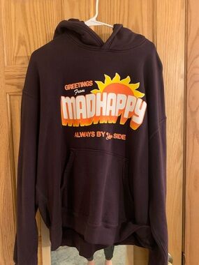 Madhappy Deep Plum Hoodie with Orange & Yellow Sun Graphic